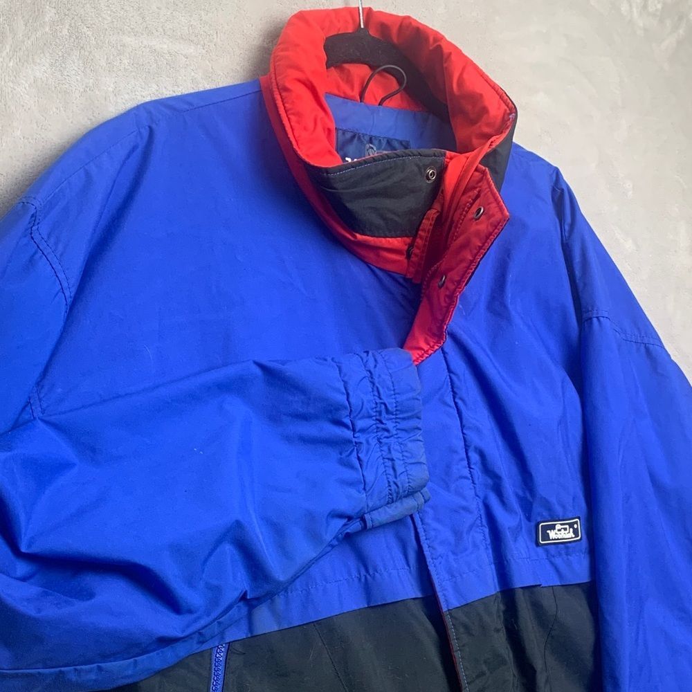 WOOLRICH | LARGE Men CASUAL LIGHTWEIGHT JACKET | COLOR BLOCK RED ROYAL BLUE 1604 - Picture 1 of 16